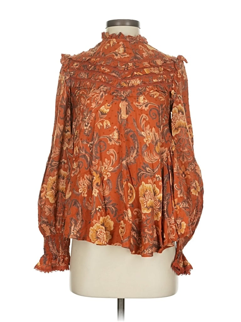 Pre-owned Spell And The Gypsy Collective Long Sleeve Blouse In Brown