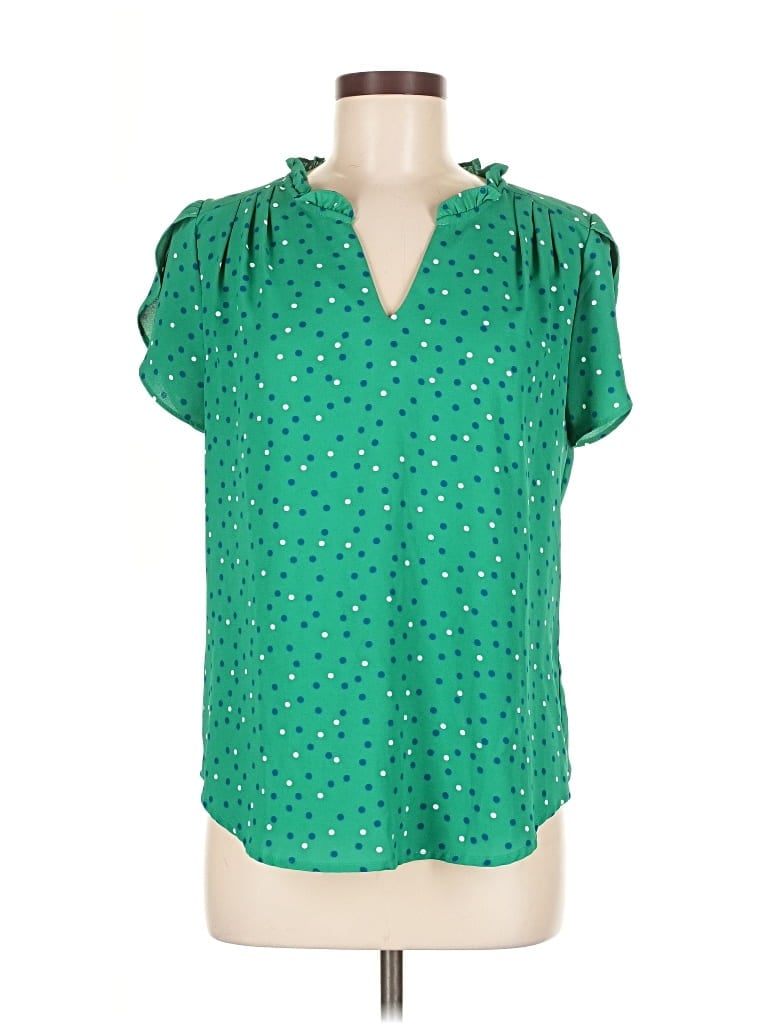 Pre-owned 41hawthorn Short Sleeve Blouse In Green