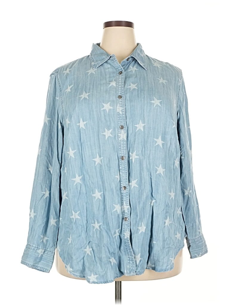 Pre-owned Chaps Long Sleeve Button Down Shirt In Blue