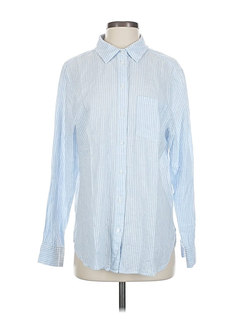 Pre-owned H&m Long Sleeve Button Down Shirt In Blue