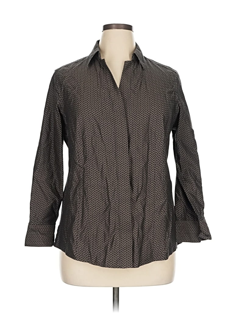 Pre-owned Taylor 3/4 Sleeve Button Down Shirt In Gray