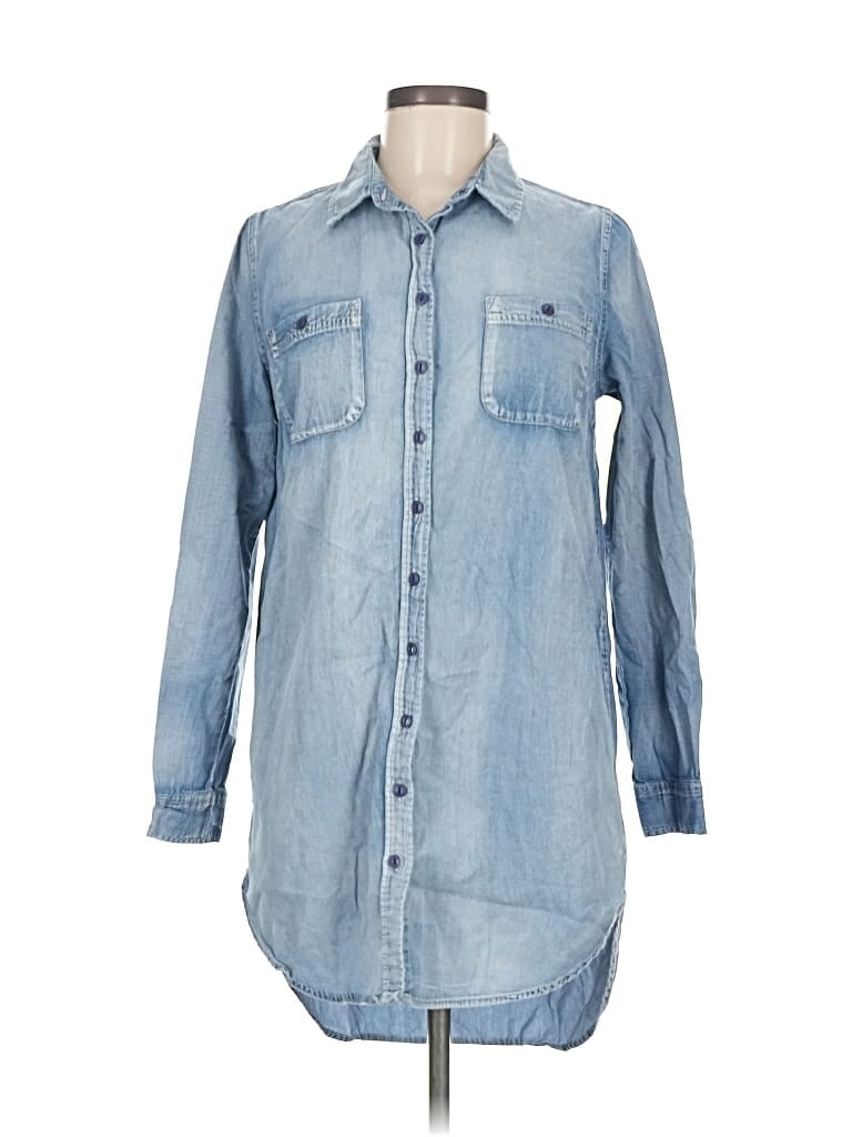 Pre-owned Vanilla Star Long Sleeve Button Down Shirt In Blue