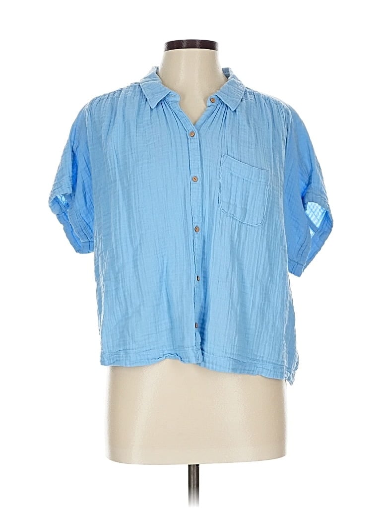 Pre-owned Old Navy Short Sleeve Blouse In Blue