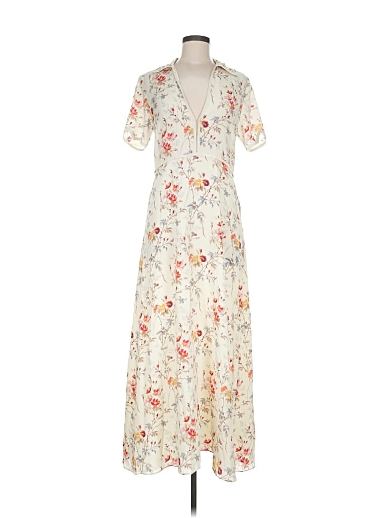 Pre-owned Black Iris Casual Dress In White