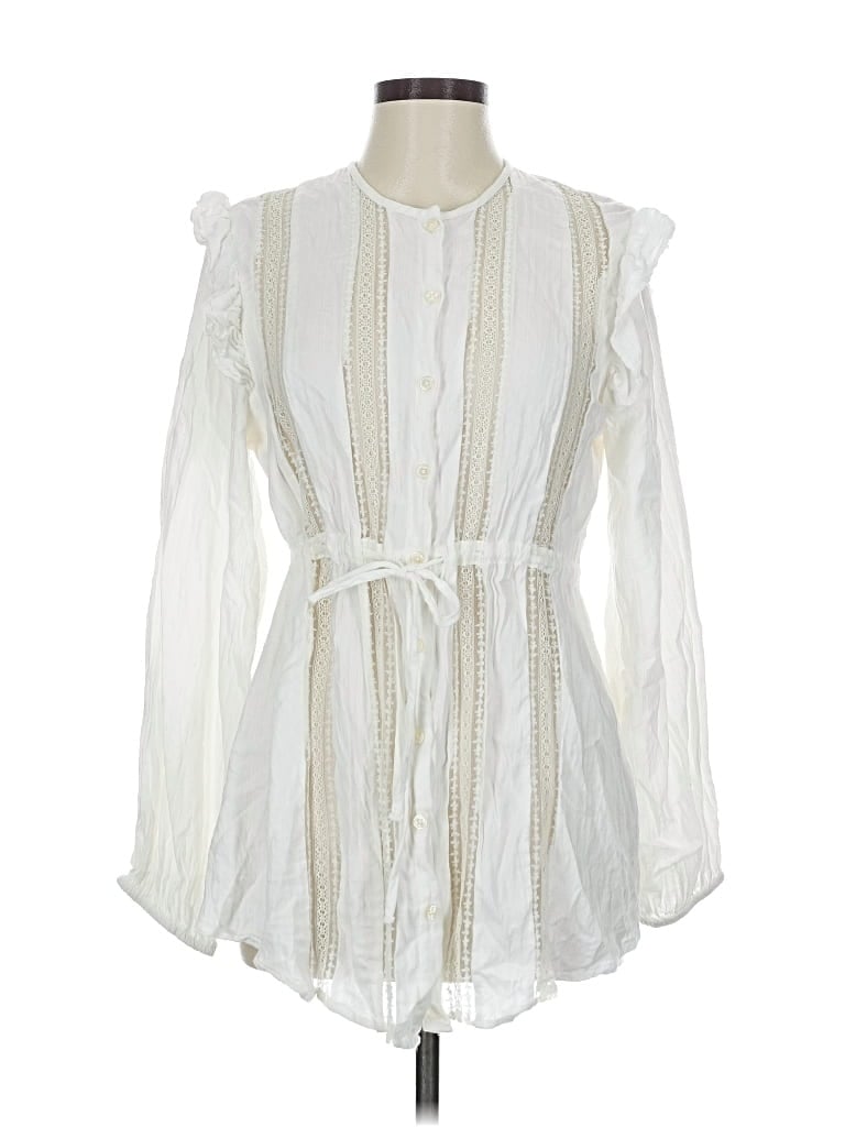 Pre-owned Urban Outfitters Long Sleeve Blouse In White