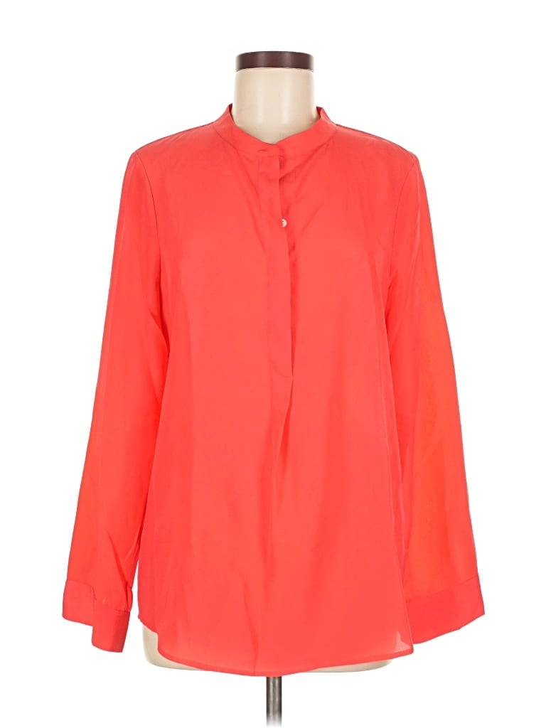Pre-owned J.crew Factory Store Long Sleeve Blouse In Orange