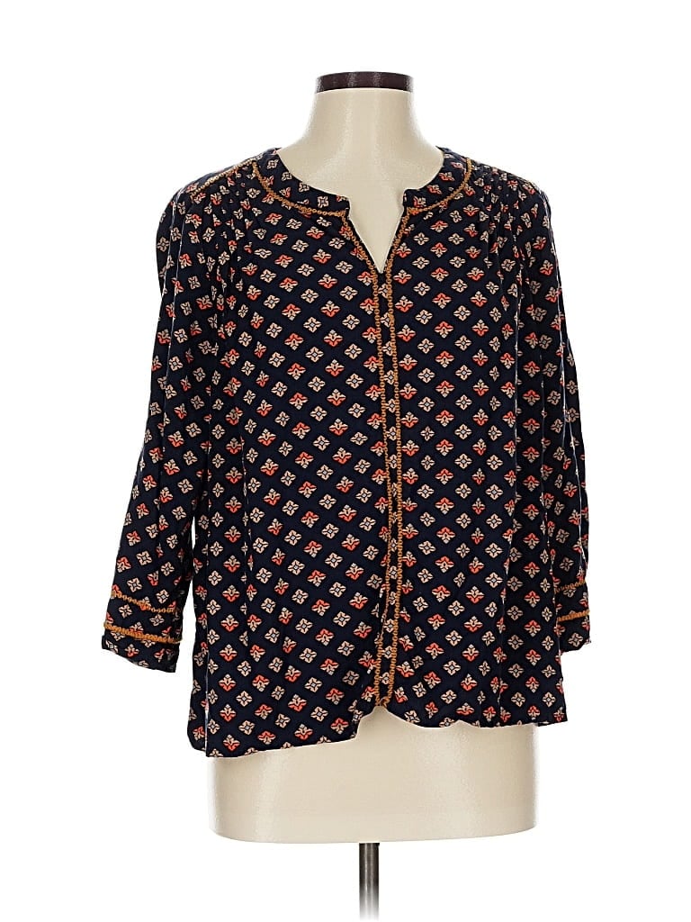 Pre-owned Jjill 3/4 Sleeve Blouse In Blue