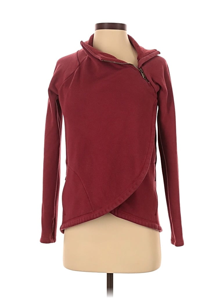 Pre-owned Athleta Cardigan Sweater In Burgundy