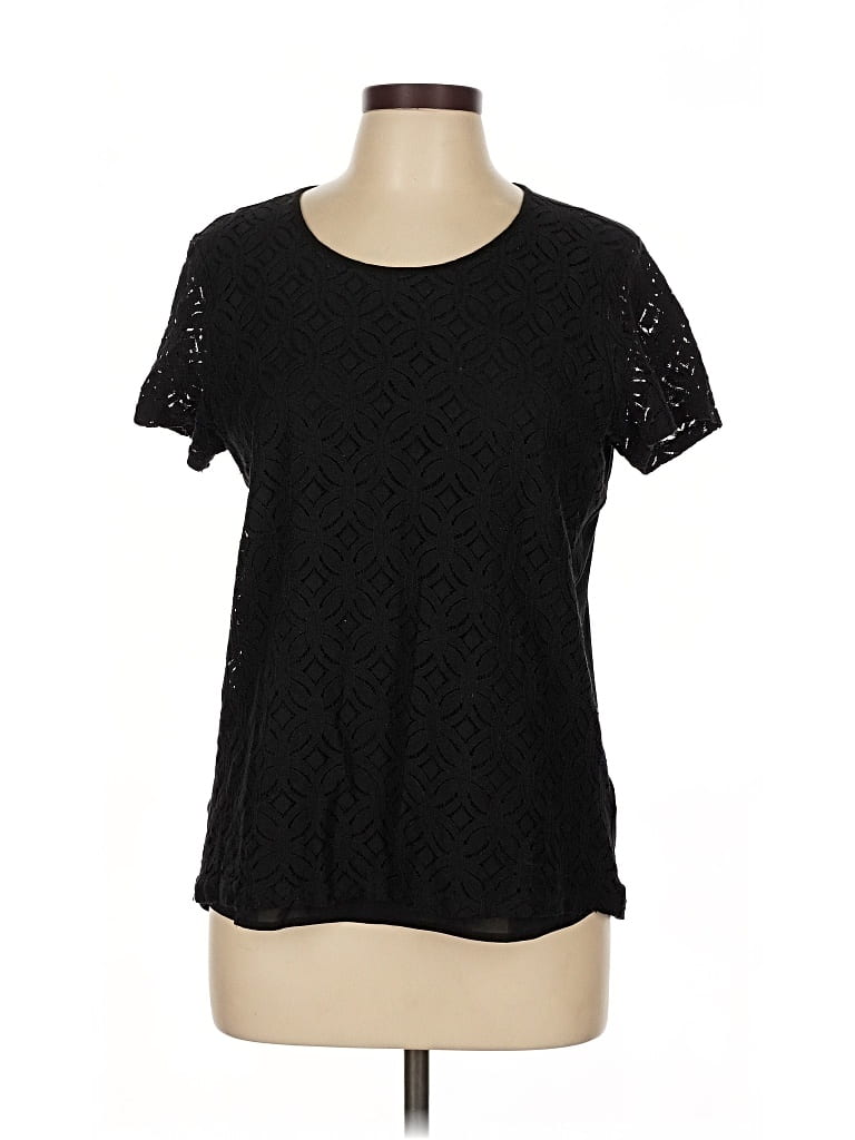 Pre-owned Market & Spruce Short Sleeve Top Black Scoop Neck Tops