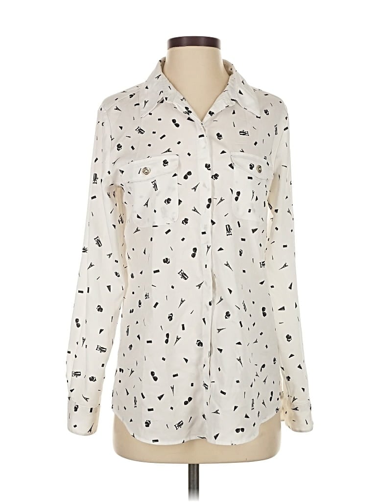 Pre-owned Karl Lagerfeld Long Sleeve Blouse In White