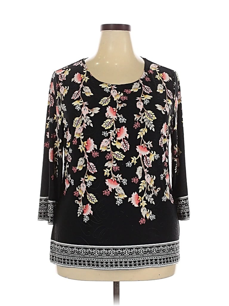 Pre-owned Jm Collection 3/4 Sleeve Blouse In Black