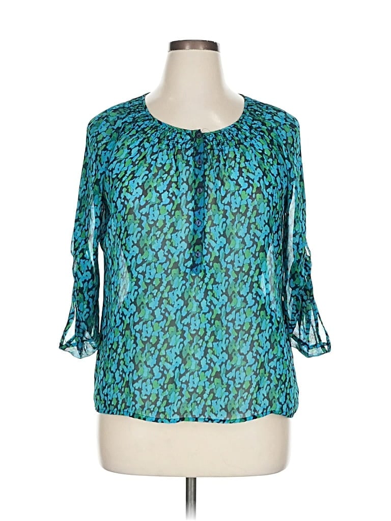 Pre-owned Croft & Barrow 3/4 Sleeve Blouse In Blue