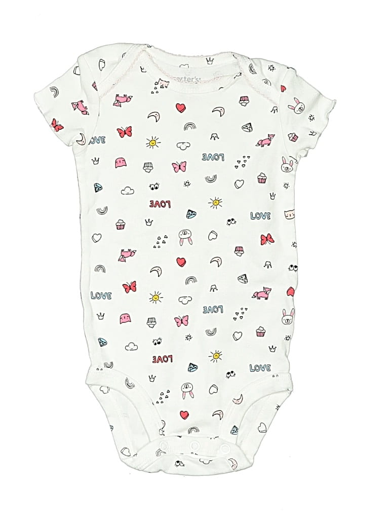 Pre-owned Carter's Babies' Short Sleeve Onesie In White