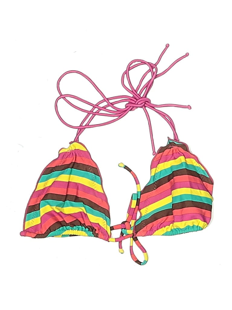 Pre-owned Vix Swimsuit Top Pink Stripes Pattern Swimwear