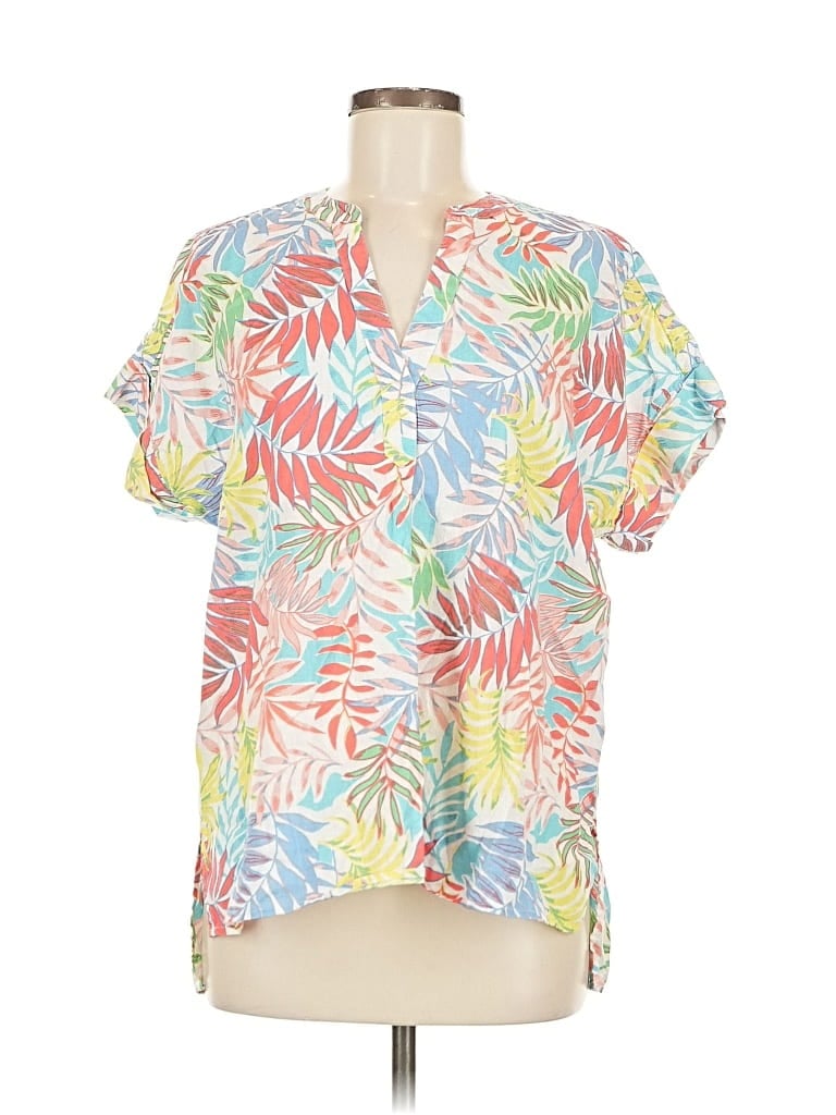 Pre-owned St. John's Bay Short Sleeve Blouse In White