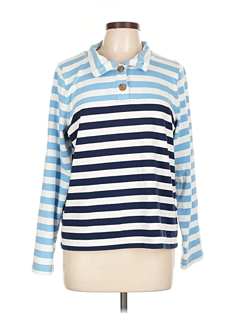 Pre-owned J.crew Factory Store Long Sleeve Polo Shirt In Blue