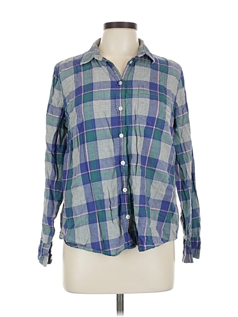 Pre-owned J.crew Factory Store Long Sleeve Button Down Shirt In Blue