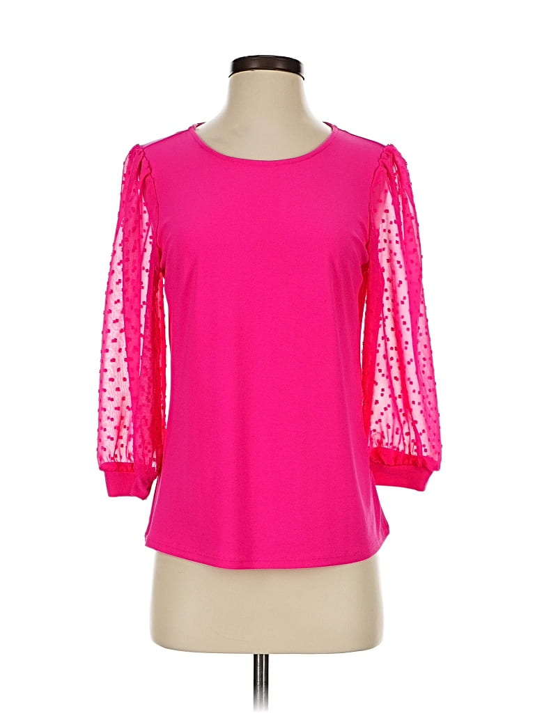 Pre-owned Cece 3/4 Sleeve Top Pink Sweetheart Neckline Tops