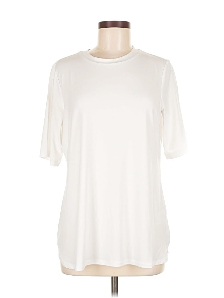 Pre-owned Susan Graver Short Sleeve T-shirt In White