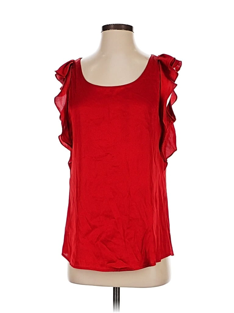 Pre-owned Ann Taylor Loft Short Sleeve Blouse In Red