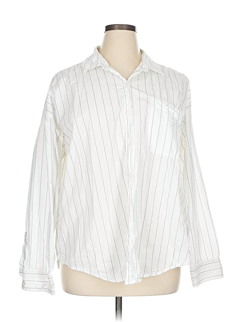 Pre-owned American Eagle Outfitters Long Sleeve Button Down Shirt In White