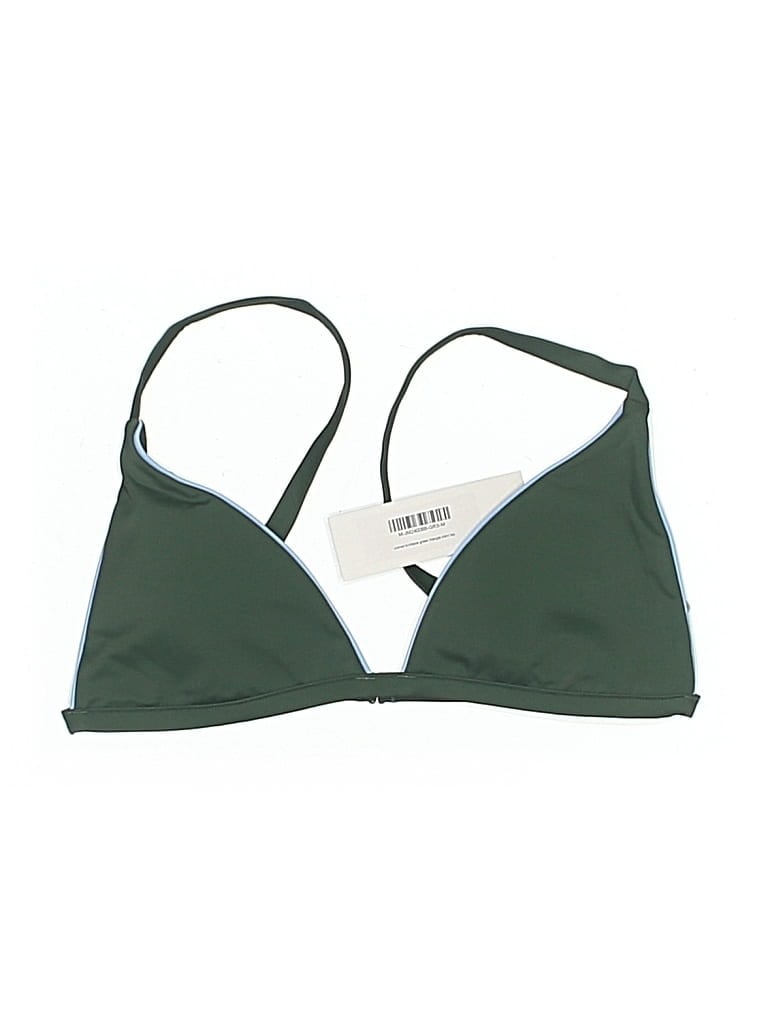 Pre-owned Assorted Brands Swimsuit Top Green Solid Pattern Swimwear