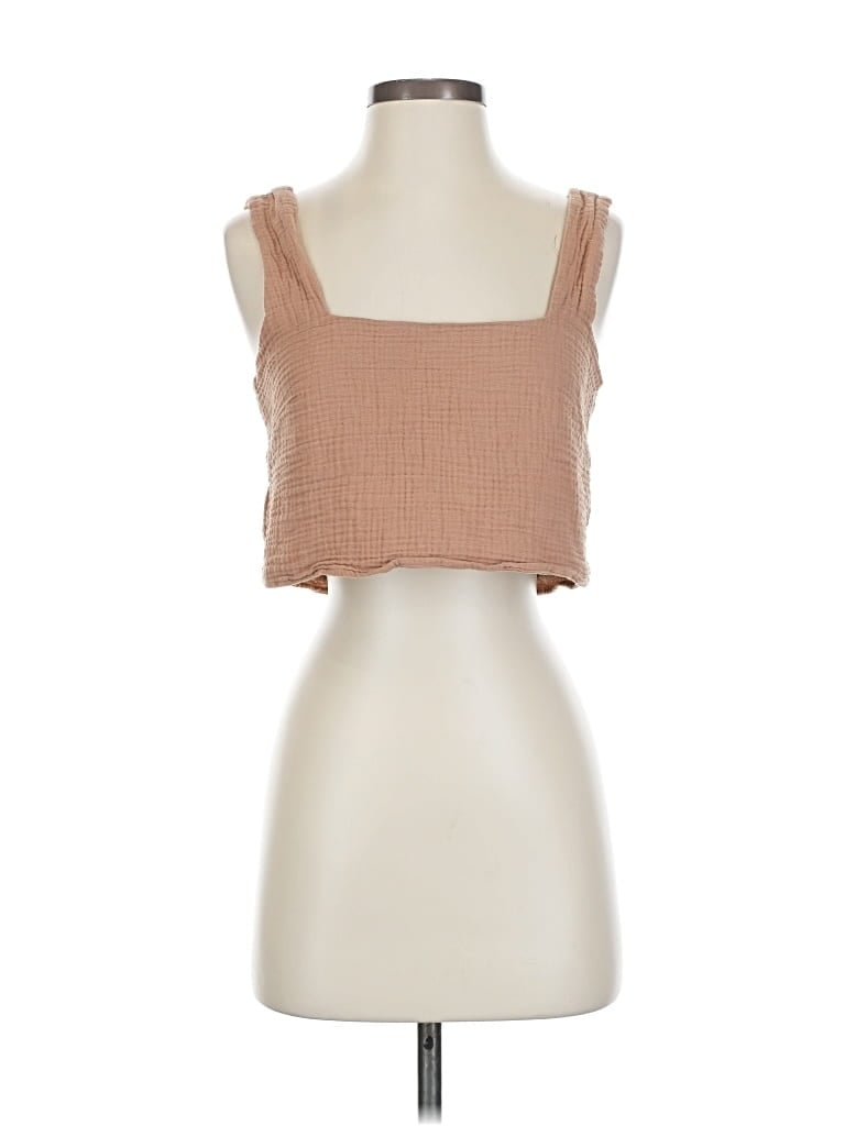Pre-owned Show Me Your Mumu Sleeveless Top Tan Square Neckline Tops In Brown