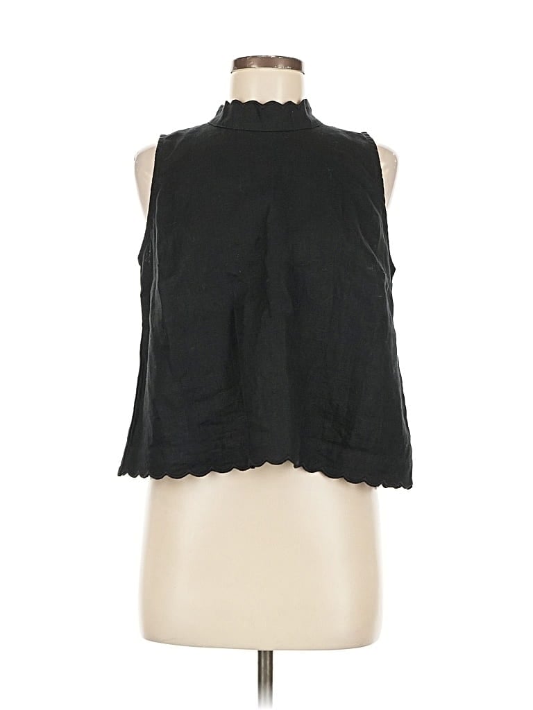 Pre-owned Garnet Hill Sleeveless Blouse In Black