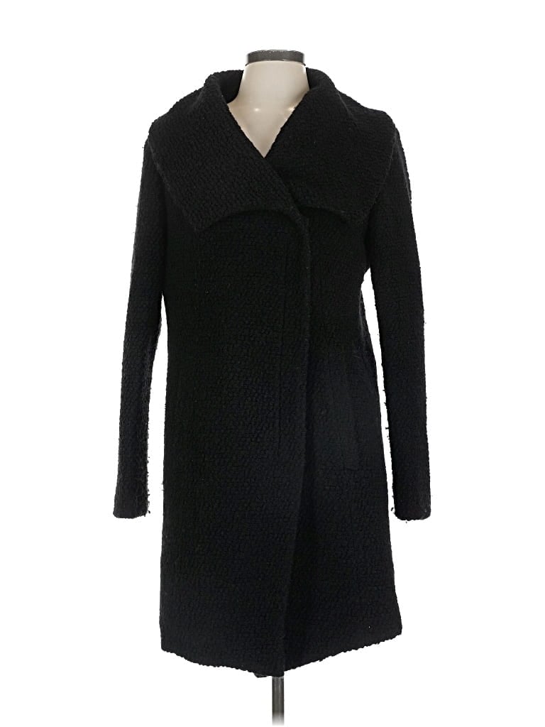 Pre-owned Dawn Levy Wool Coat In Black