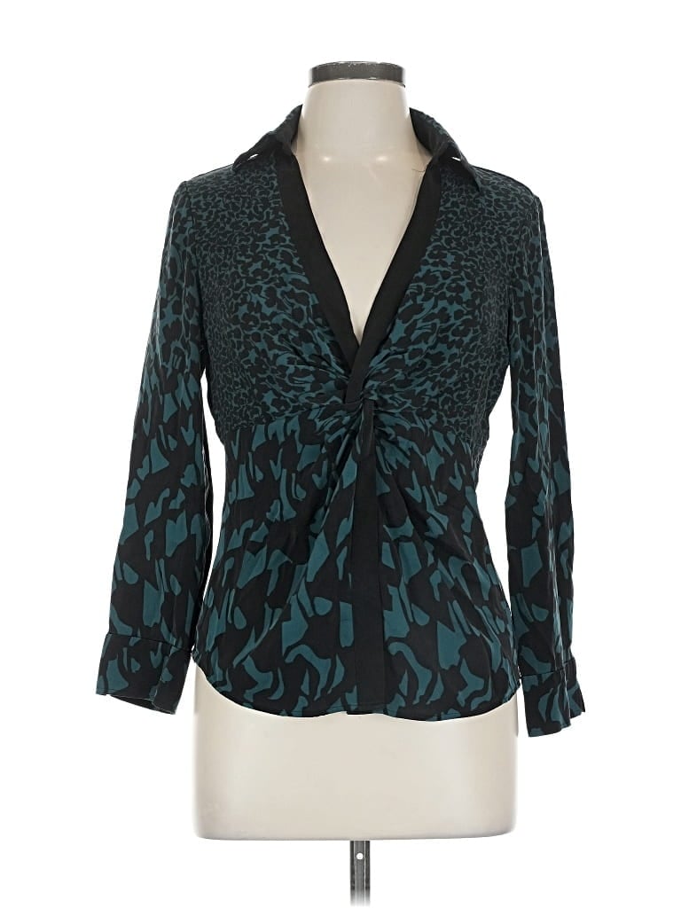 Pre-owned Diane Von Furstenberg 3/4 Sleeve Blouse In Blue