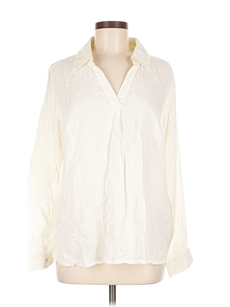 Pre-owned D&co. Long Sleeve Blouse In White