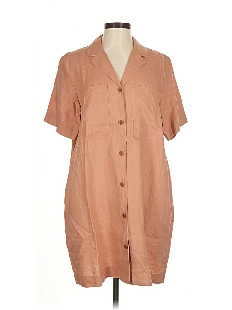 Pre-owned Everlane Short Sleeve Button Down Shirt In Brown