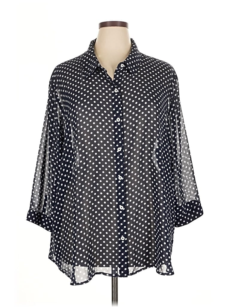 Pre-owned Susan Graver 3/4 Sleeve Blouse In Black