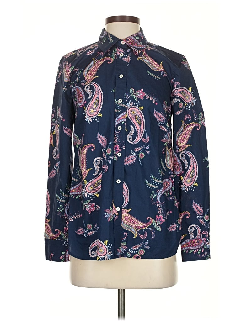 Pre-owned Talbots Long Sleeve Button Down Shirt In Blue