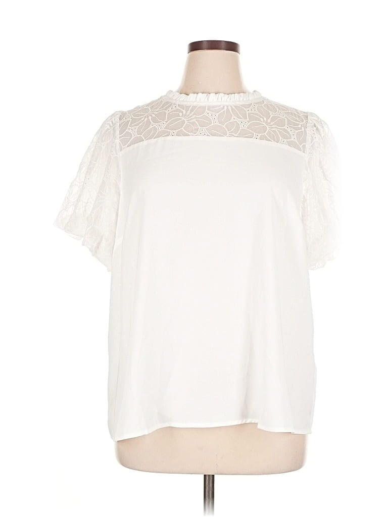 Pre-owned Assorted Brands Short Sleeve Blouse In White