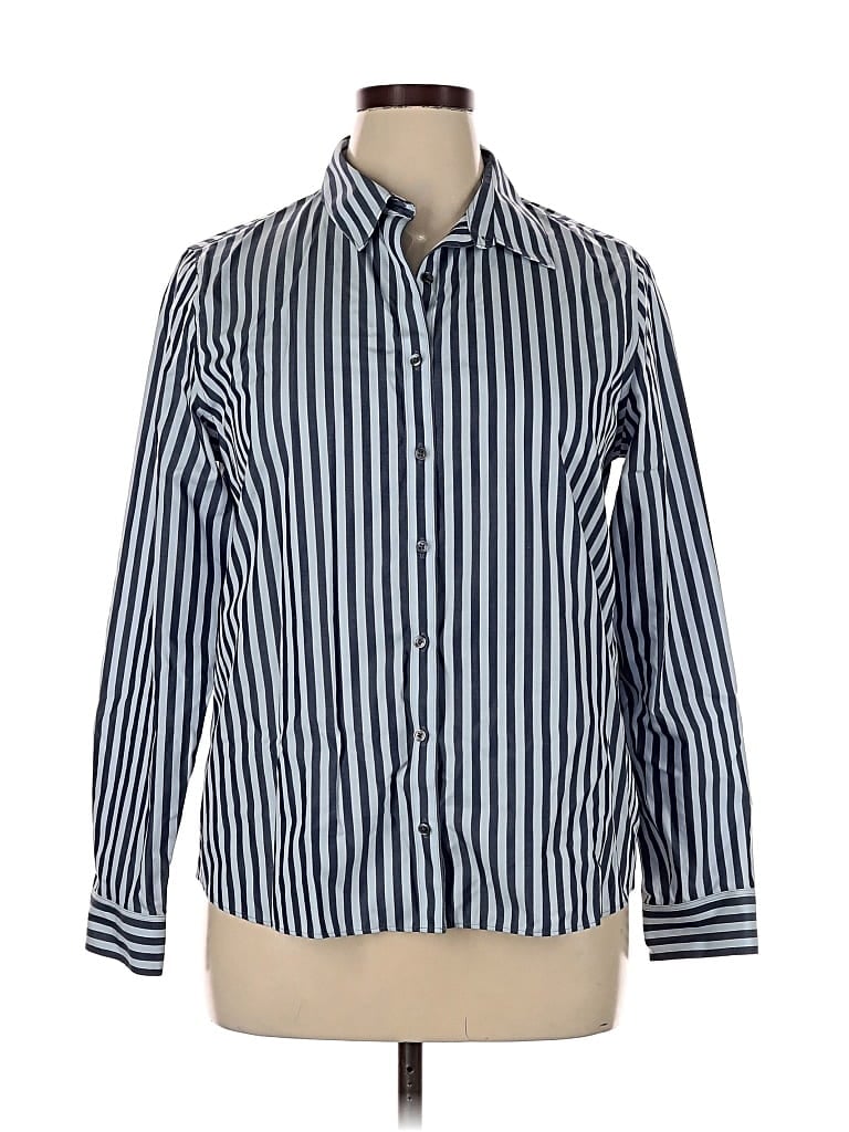 Pre-owned Lands' End Long Sleeve Button Down Shirt In Blue