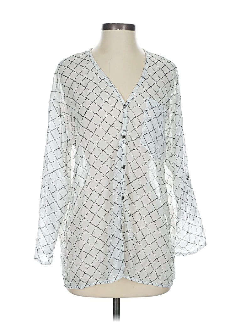 Pre-owned Cabi Long Sleeve Blouse In White