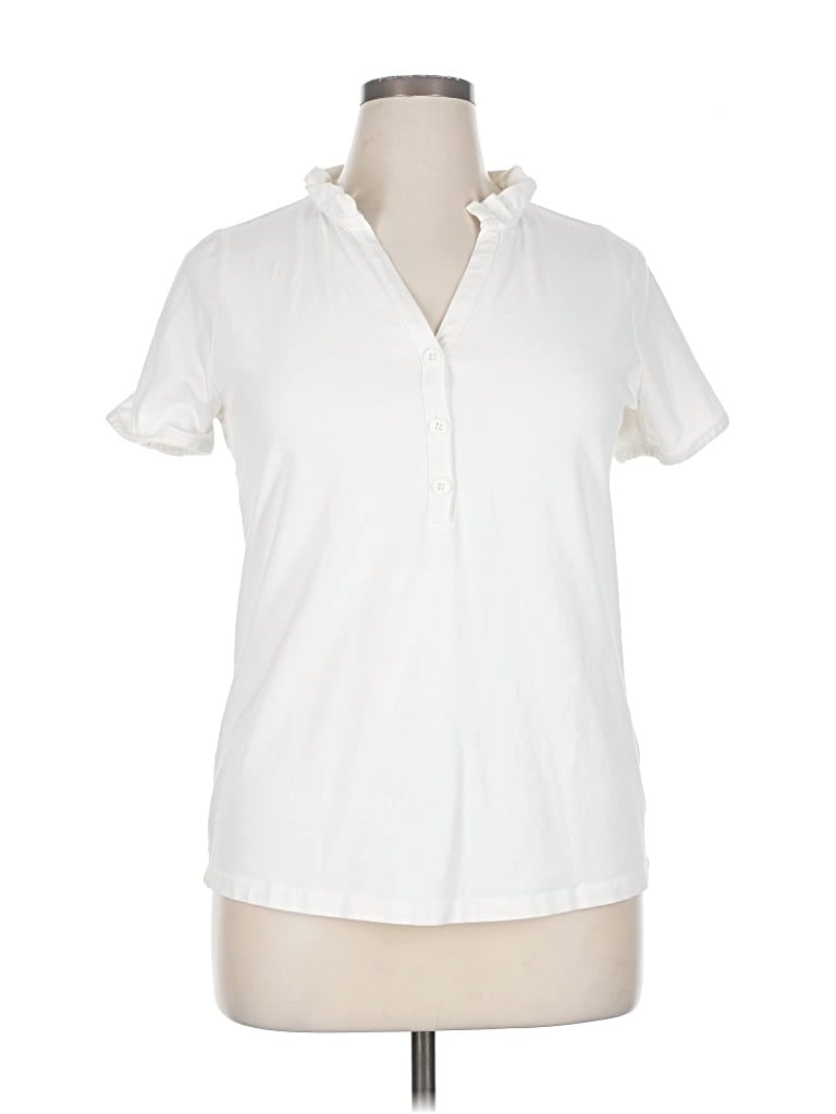Pre-owned Lane Bryant Short Sleeve Polo Shirt In White