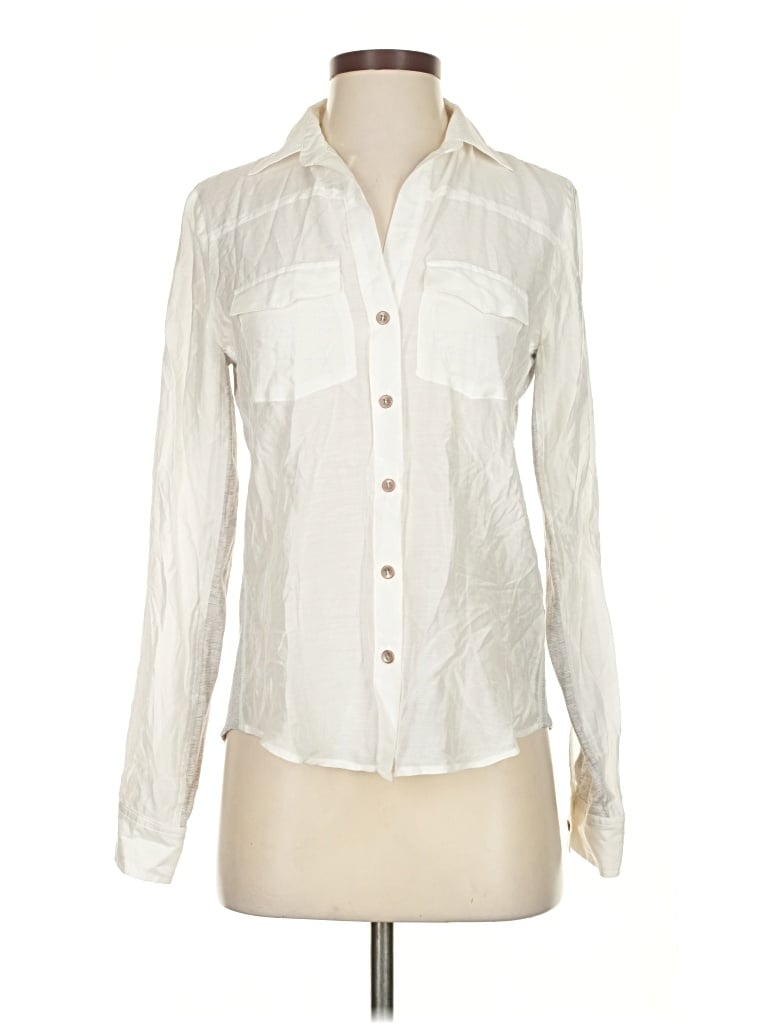 Pre-owned Barneys New York Long Sleeve Blouse In White