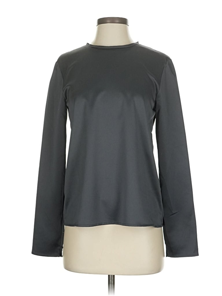 Pre-owned Marella Long Sleeve Top Gray Mock Neckline Tops