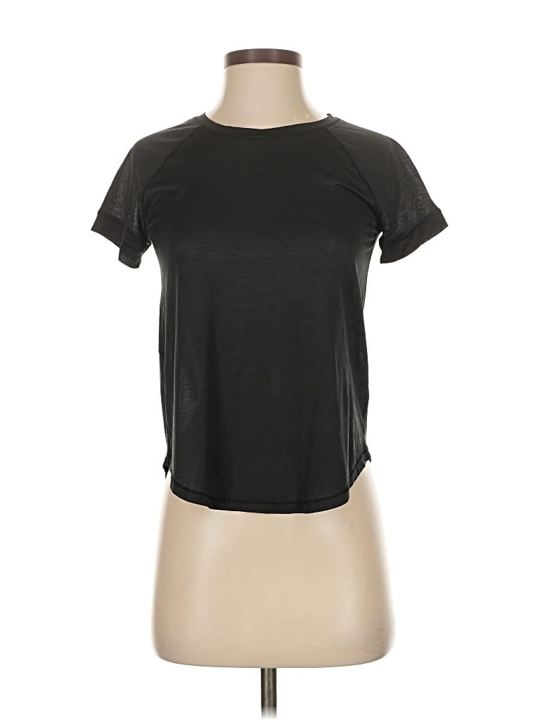 Pre-owned Athleta Short Sleeve Top Black Keyhole Neckline Tops