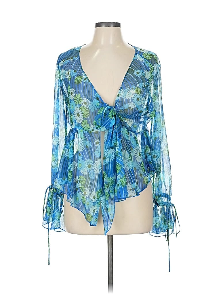 Pre-owned Urban Outfitters 3/4 Sleeve Blouse In Blue