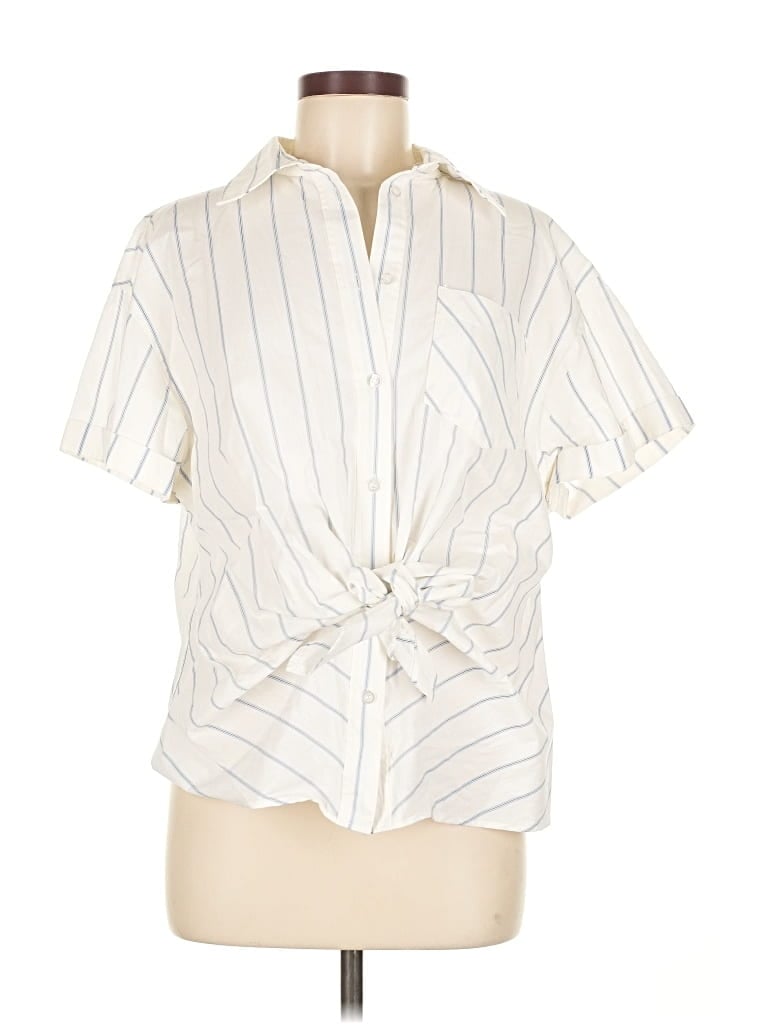 Pre-owned Zara Short Sleeve Blouse In White