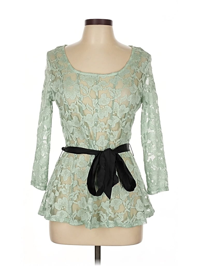 Pre-owned Chetta B 3/4 Sleeve Blouse In Green