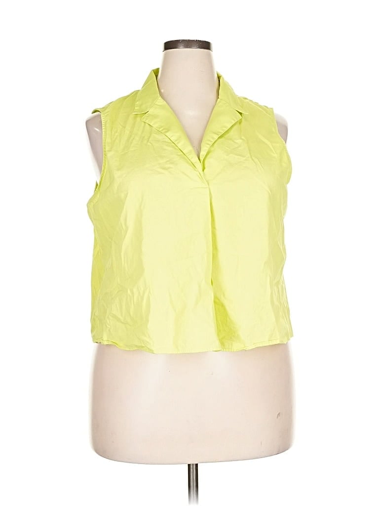 Pre-owned Banana Republic Factory Store Sleeveless Button Down Shirt In Yellow