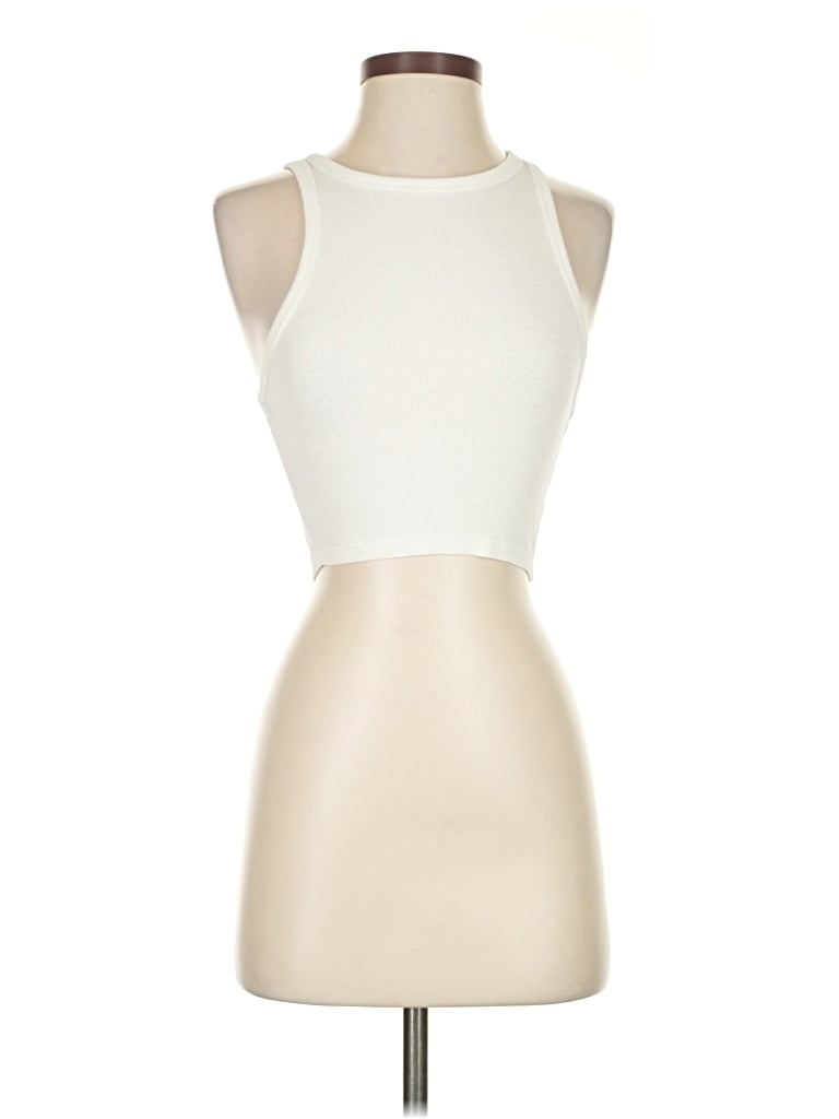 Pre-owned Zara Tank Top Ivory Halter Neckline Tops In White