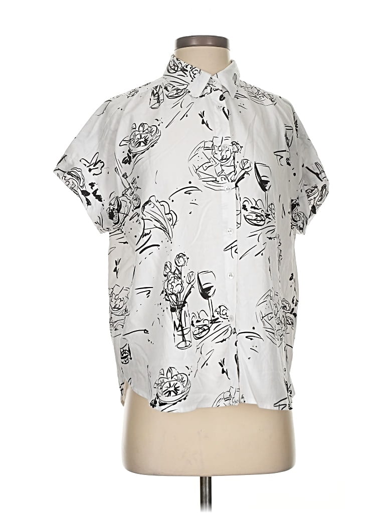 Pre-owned Jane And Delancey Short Sleeve Blouse In Silver