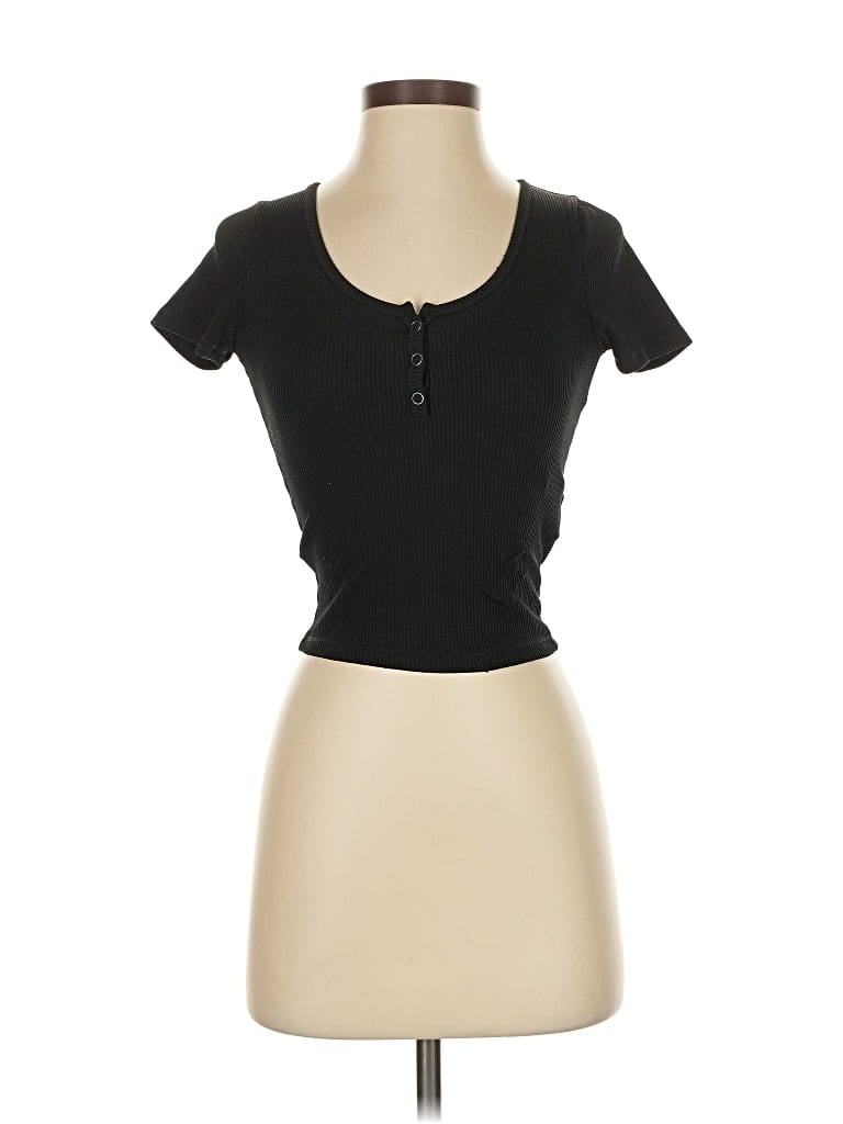 Pre-owned Hollister Short Sleeve Top Black Sweetheart Neckline Tops