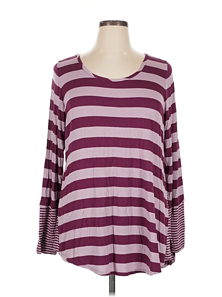 Pre-owned Logo By Lori Goldstein 3/4 Sleeve Top Burgundy Scoop Neck Tops