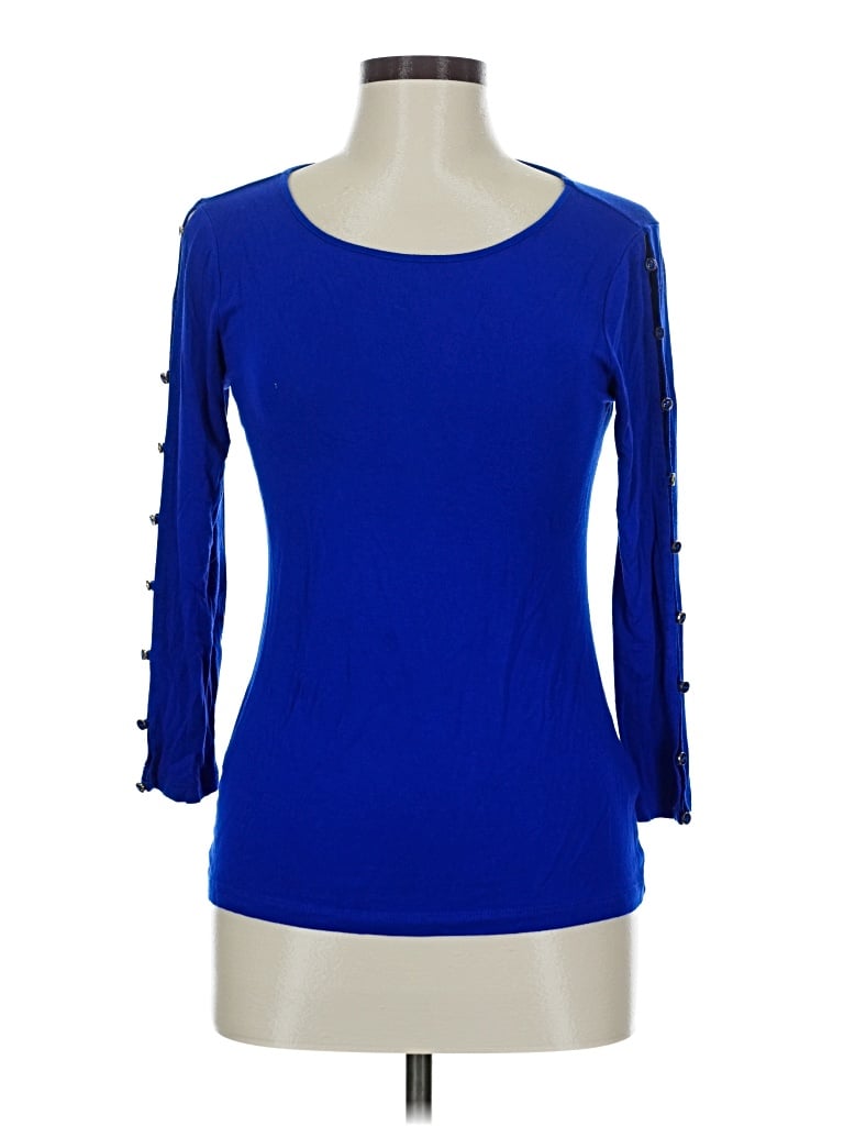 Pre-owned Cable & Gauge 3/4 Sleeve Top Blue Boatneck Tops